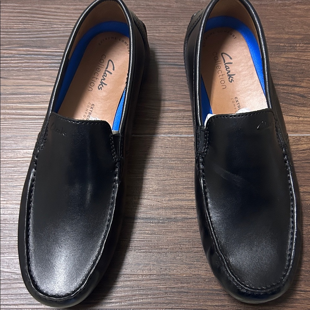 Clarks Men's Black Leather Slip-Ons